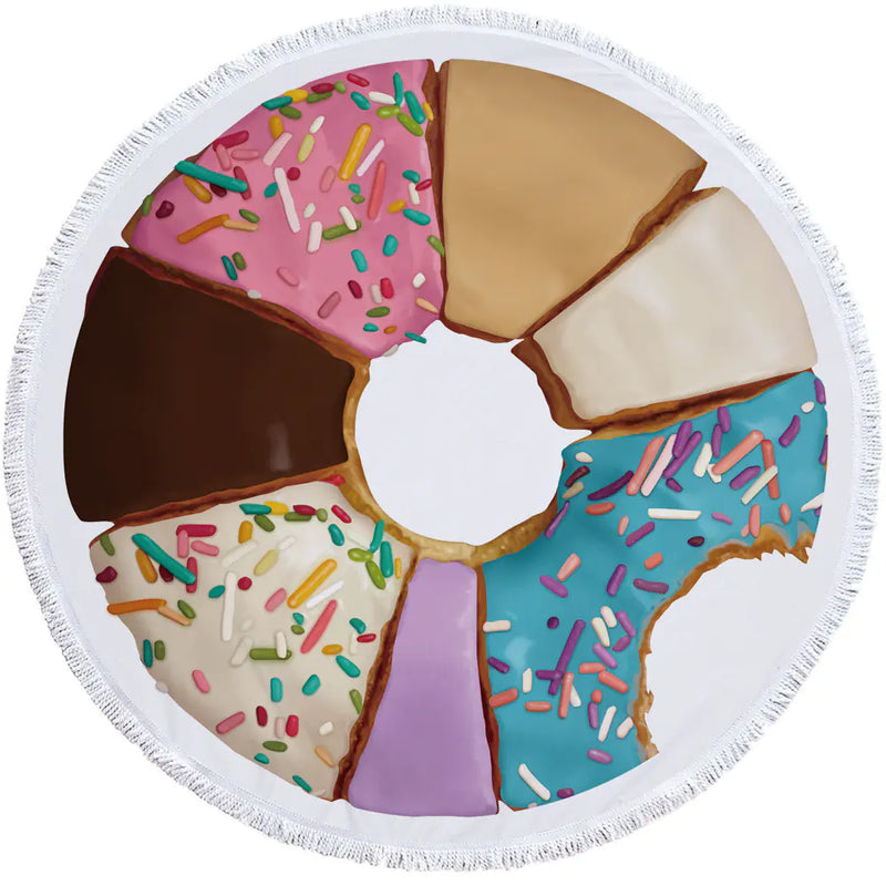 Round Printed Tassel Beach Towel